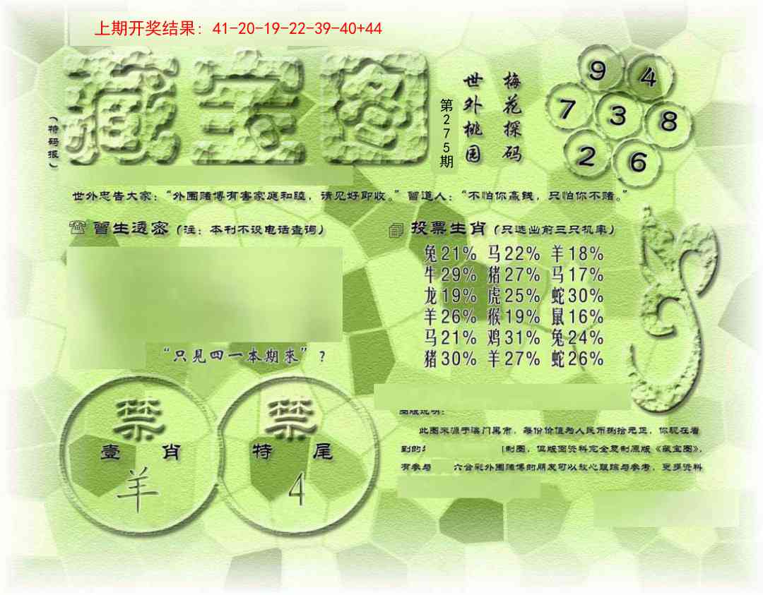 →→275期：澳门彩评论专帖←←