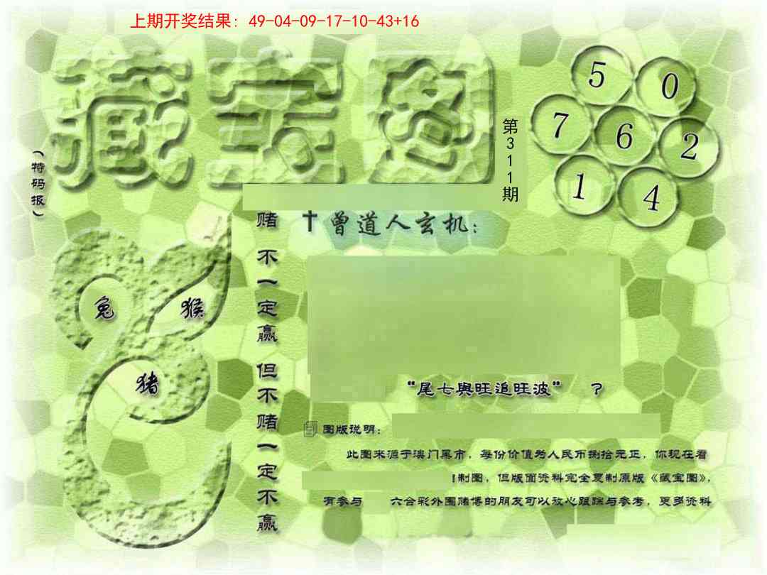 →→311期：澳门彩评论专帖←←